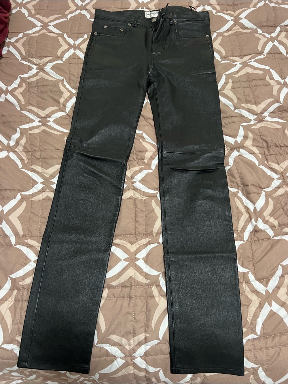 Saint Laurent Men’s Black leather Skinny Jeans - Slim Fit